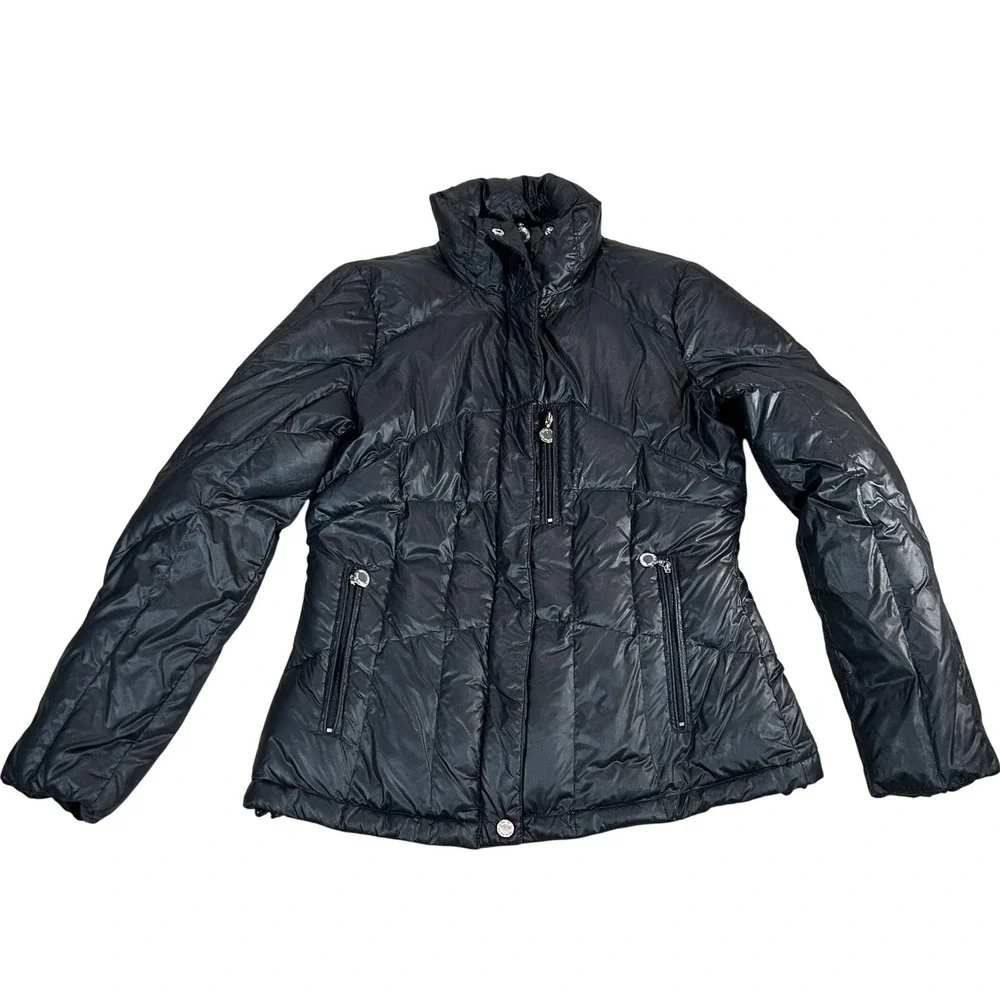 Calvin Klein Performance Womens Black Down Puffer Jacket Detachable Hood Missing